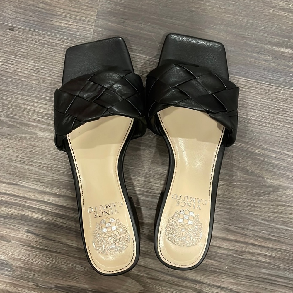 leather braided mule heels
